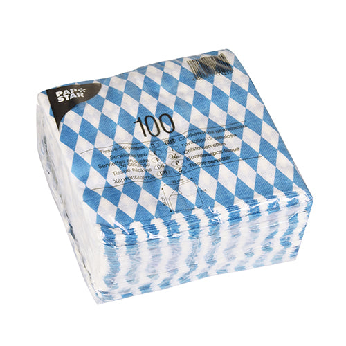 Servietten, 1-lagig 1/4-Falz 33 cm x 33 cm "Bayrisch Blau"