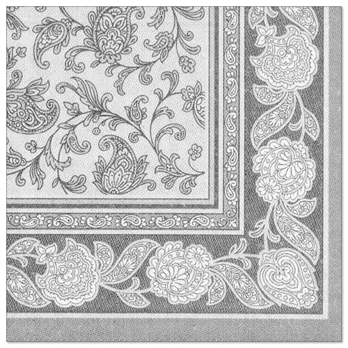 Servietten "ROYAL Collection" 1/4-Falz 40 cm x 40 cm grau "Ornaments"
