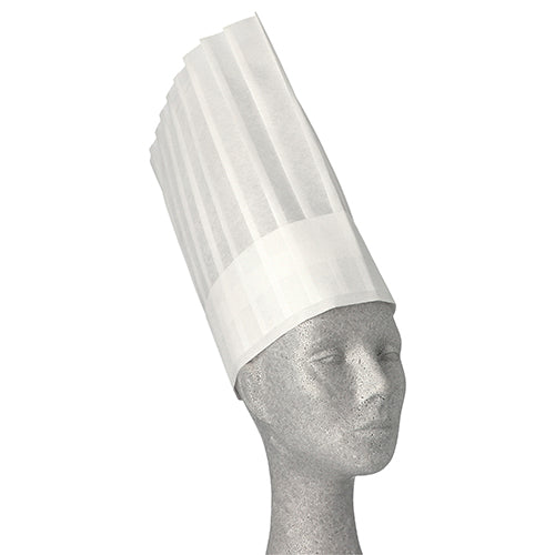 Kochmützen, Vlies 30 cm x 28 cm weiss "Toscana" größenverstellbar, gelegte Falten