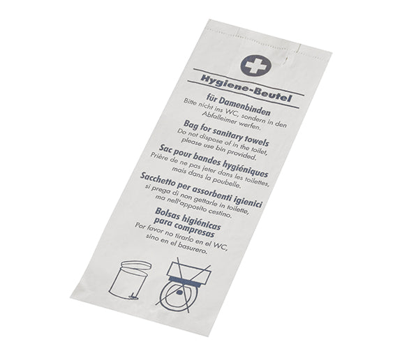 Hygienebeutel 28 cm x 11 cm x 5,5 cm weiss "bedruckt"