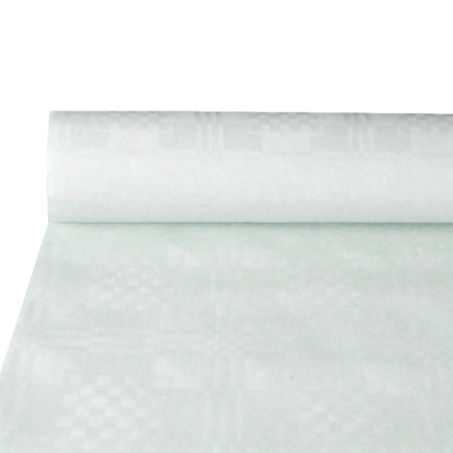 Papiertischtuch mit Damastprägung 10 m x 1 m weiss