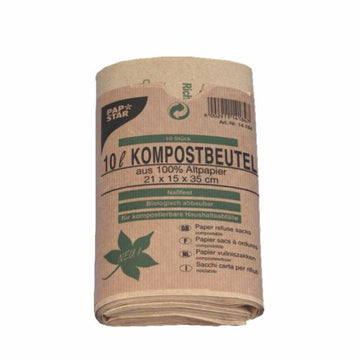 Abfallbeutel Kraftpapier 10 l 35 cm x 21 cm x 15 cm braun
