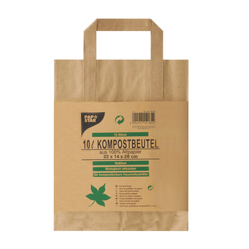 Abfallbeutel Kraftpapier 10 l 28 cm x 22 cm x 14 cm braun mit Henkel