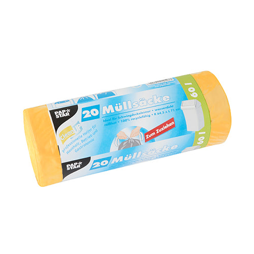 Müllbeutel mit Zugband, LDPE 60 l 71 cm x 64,5 cm gelb