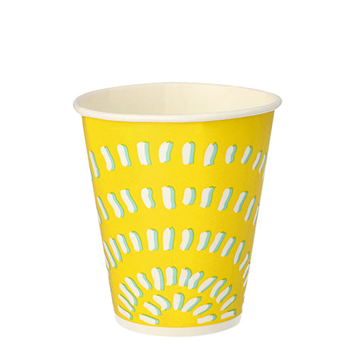 Trinkbecher für Kaltgetränke, Pappe 0,3 l Ø 8,97 cm · 10 cm gelb "Rays"