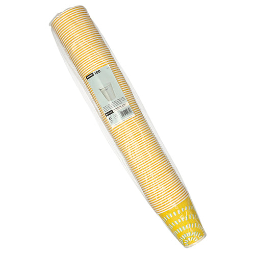 Trinkbecher für Kaltgetränke, Pappe 0,3 l Ø 8,97 cm · 10 cm gelb "Rays"