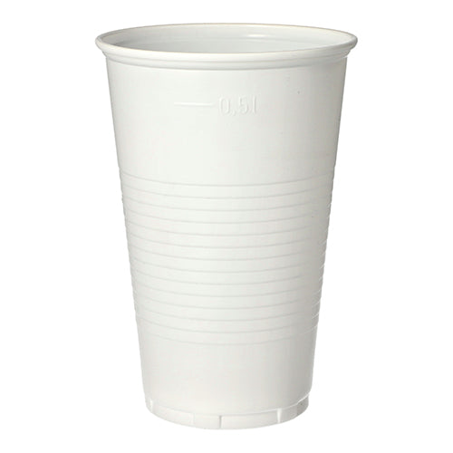 Trinkbecher, PP 0,5 l Ø 9,5 cm · 13,7 cm weiss mit Schaumrand