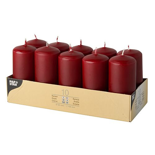 Stumpenkerzen Ø 40 mm · 90 mm bordeaux