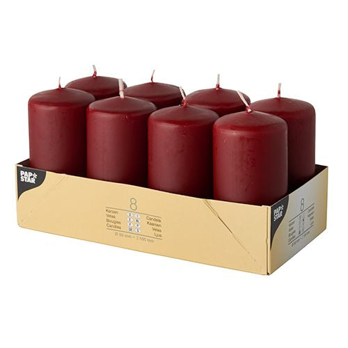 Stumpenkerzen Ø 50 mm · 100 mm bordeaux