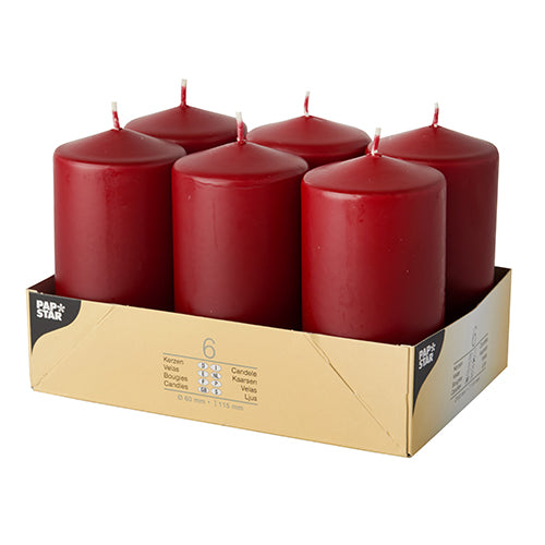 Stumpenkerzen Ø 60 mm · 115 mm bordeaux