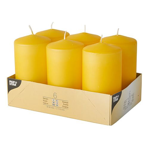 Stumpenkerzen Ø 60 mm · 115 mm goldgelb