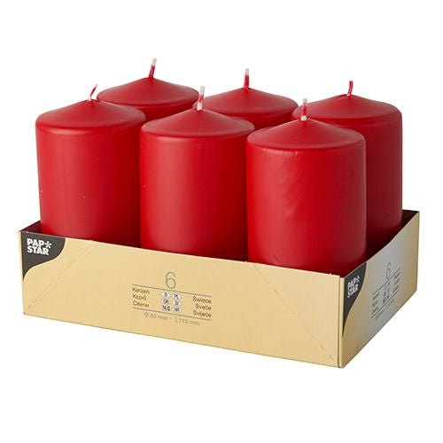 Stumpenkerzen Ø 60 mm · 115 mm rot