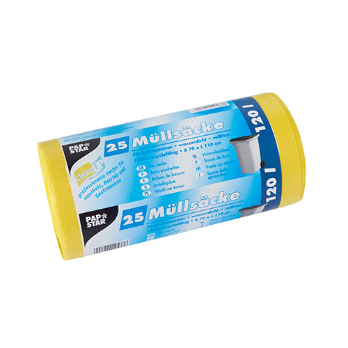 Müllsäcke, HDPE 120 l 110 cm x 70 cm gelb