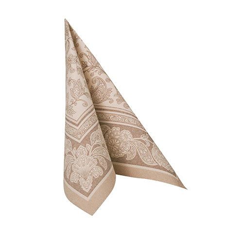 Servietten "ROYAL Collection" 1/4-Falz 40 cm x 40 cm mocca "Ornaments"
