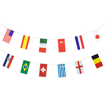 Flaggenkette, Papier 10 m "32 Nations" schwer entflammbar