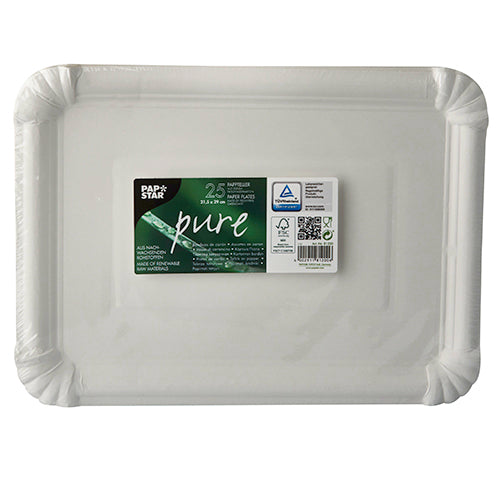 Teller, Pappe "pure" eckig 21,5 cm x 29 cm weiss