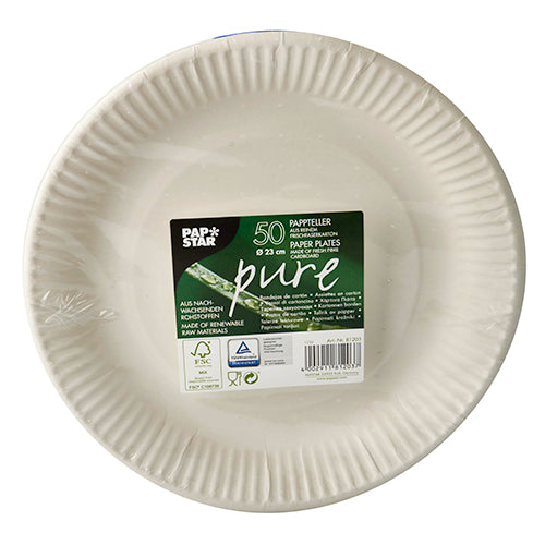 Teller, Pappe "pure" rund Ø 23 cm weiss