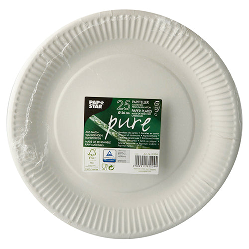 Teller, Pappe "pure" rund Ø 26 cm weiss extra stark