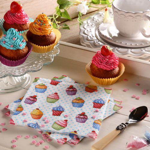 Servietten, 3-lagig 1/4-Falz 33 cm x 33 cm "Cupcakes"