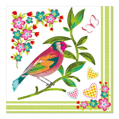 Servietten, 3-lagig 1/4-Falz 33 cm x 33 cm "Birdie"