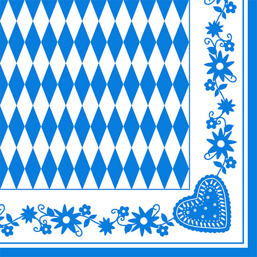 Servietten, 3-lagig 1/4-Falz 40 cm x 40 cm "Bayrisch Blau"