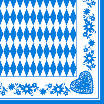 Servietten, 3-lagig 1/4-Falz 40 cm x 40 cm "Bayrisch Blau"