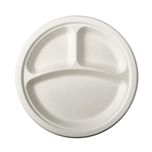 Teller, Zuckerrohr "pure" 3-geteilt Ø 23 cm · 2 cm weiss