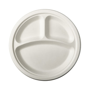 Teller, Zuckerrohr "pure" 3-geteilt Ø 23 cm · 2 cm weiss