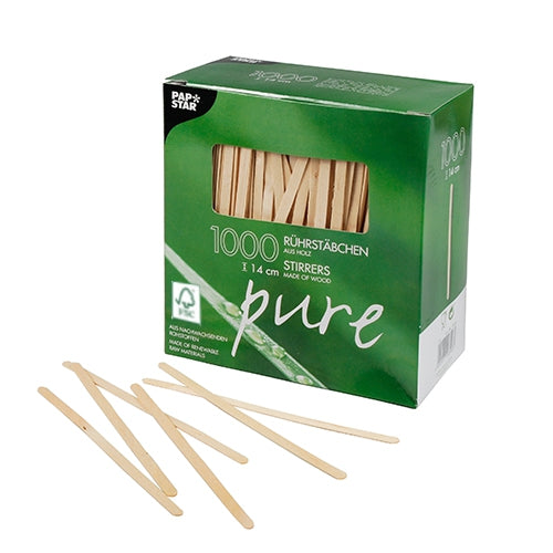 Rührstäbchen, Holz "pure" 14 cm x 5 mm