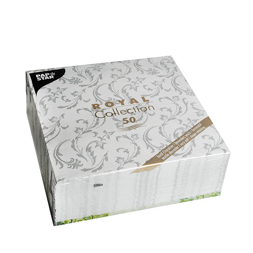 Servietten "ROYAL Collection" 1/4-Falz 40 cm x 40 cm grau "Damascato"