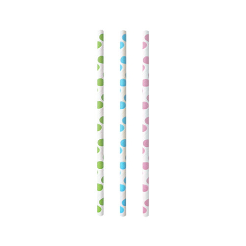 Trinkhalme, Papier Ø 6 mm · 20 cm farbig sortiert "Dots"