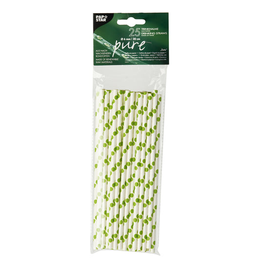 Trinkhalme, Papier Ø 6 mm · 20 cm farbig sortiert "Dots"