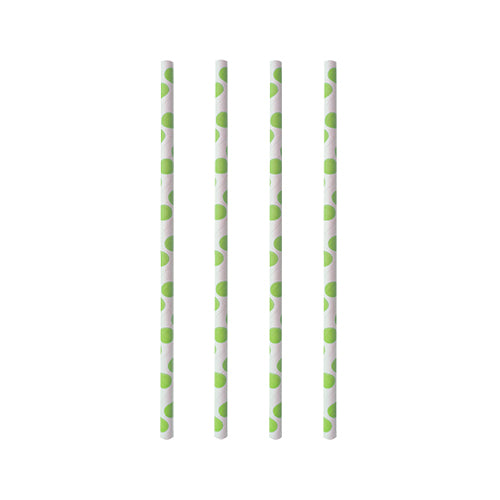 Trinkhalme, Papier Ø 6 mm · 20 cm "green Dots"