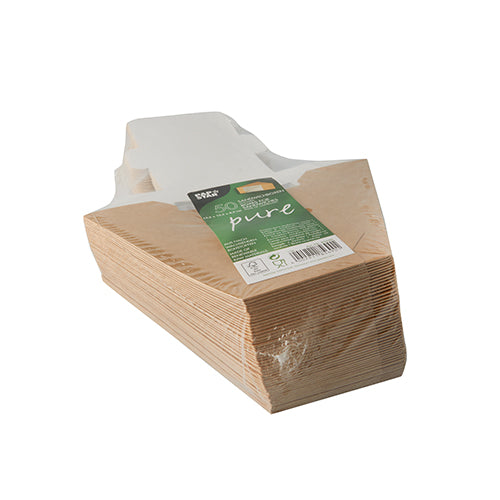 Sandwichboxen, Pappe mit Sichtfenster aus PLA 12,3 cm x 12,3 cm x 8,2 cm braun