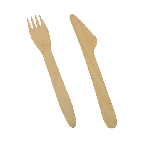 Bestecke, Holz "pure" 16,5 cm (Messer, Gabel)