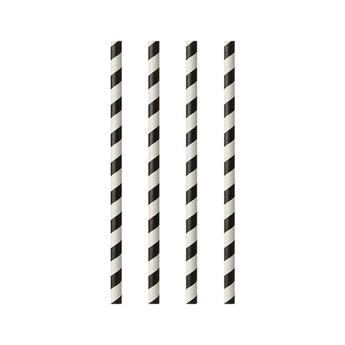 Trinkhalme, Papier Ø 6 mm · 20 cm schwarz/weiss "Stripes"