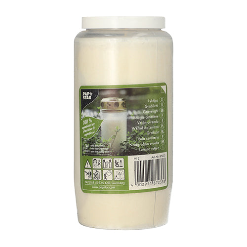 Öl-Licht T6, 100 % Pflanzenfett Ø 7 cm · 14 cm weiss transparente Hülle