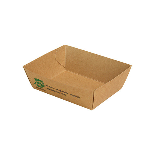 Snacktrays, Pappe "pure" 3,5 cm x 7 cm x 9 cm braun "100% Fair" klein