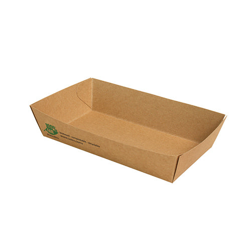 Snacktrays, Pappe "pure" 3,8 cm x 8,5 cm x 15,5 cm braun "100% Fair" groß
