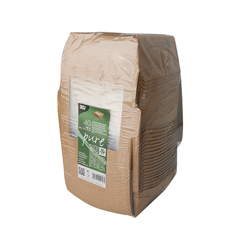 Feinkostboxen Pappe "pure" eckig 650 ml 4,5 cm x 12 cm x 12 cm braun "100% Fair"