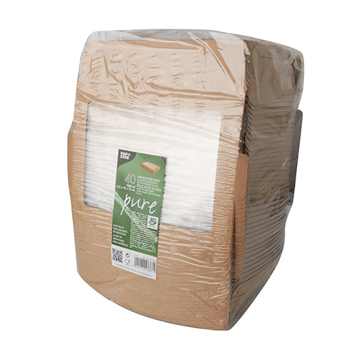 Feinkostboxen Pappe "pure" eckig 1000 ml 4,5 cm x 18 cm x 13,5 cm braun "100% Fair"