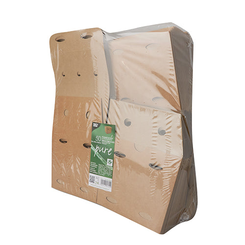Pommes-Frites-Boxen, Pappe "pure" 14 cm x 14,5 cm x 14,5 cm braun "100% Fair" groß