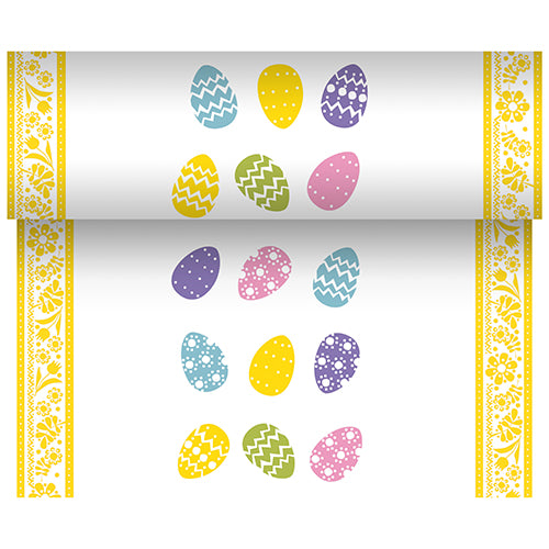 Tischläufer, stoffähnlich, Airlaid 24 m x 40 cm "Coloured Eggs"