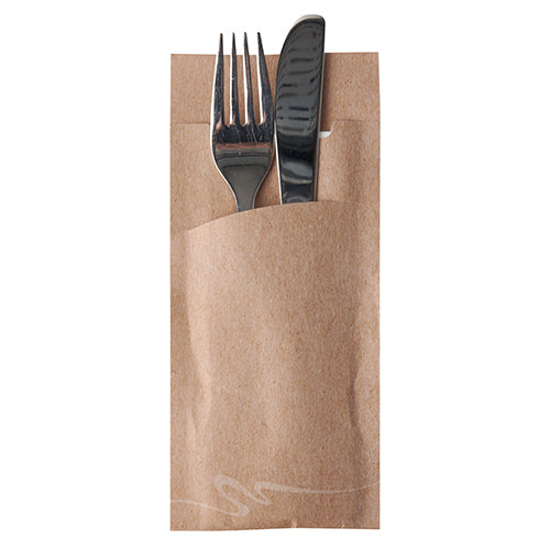 Bestecktaschen 20 cm x 8,5 cm natur inkl. weißer Serviette
