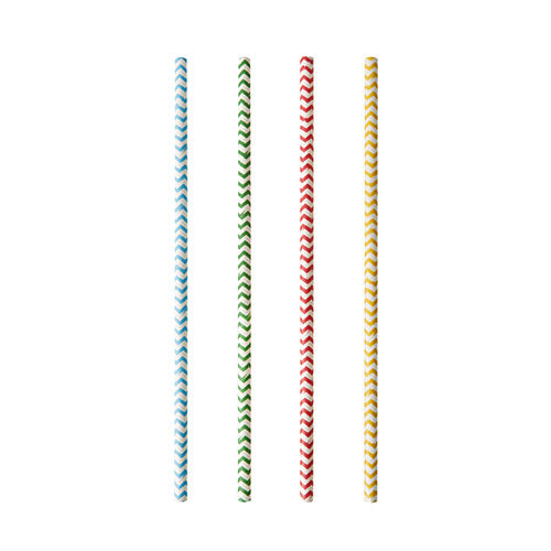 Trinkhalme, Papier Ø 6 mm · 20 cm farbig sortiert "Zig-Zag"