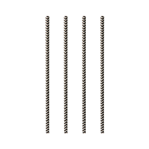 Trinkhalme, Papier Ø 6 mm · 20 cm schwarz/weiss "Zig-Zag"