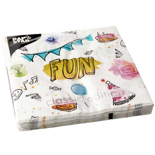 Servietten, 3-lagig 1/4-Falz 33 cm x 33 cm "Fun"