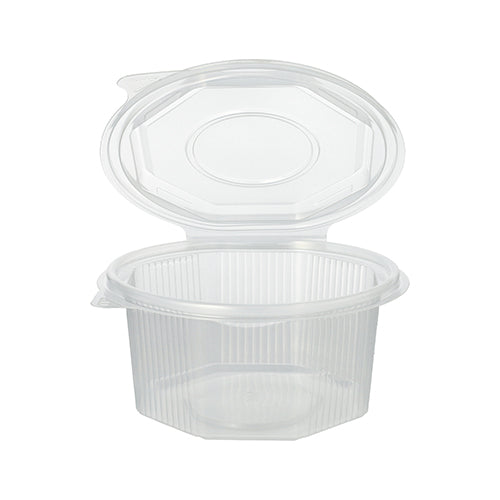 Verpackungsbecher mit Klappdeckeln, PP 8-eckig 500 ml 5,6 cm x 11 cm x 11 cm transparent