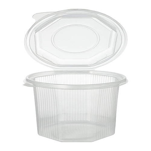 Verpackungsbecher mit Klappdeckeln, PP 8-eckig 1 l 8,3 cm x 13 cm x 13 cm transparent