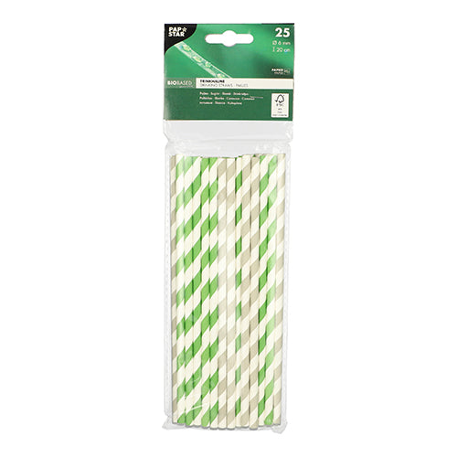 Trinkhalme, Papier Ø 6 mm · 20 cm farbig sortiert "Stripes"